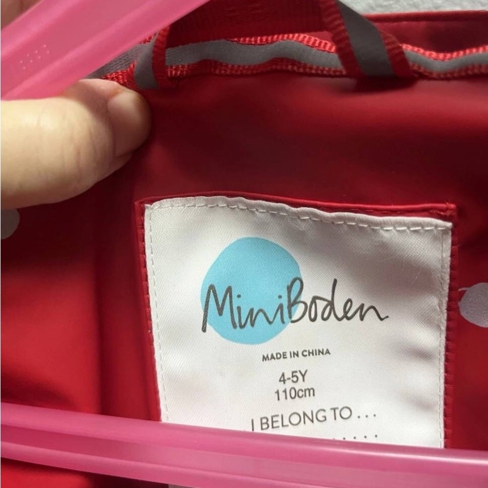 Mini Boden Red Space-Print Hooded Raincoat - Picture 5 of 8